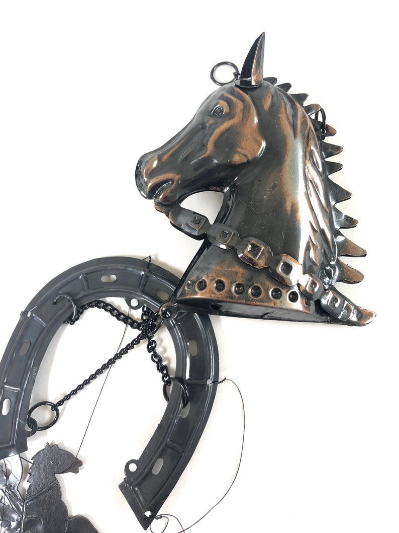 Vintage Horse Wind Chime~ Horseshoe /& Cowboy~ Lucky Metal Horse Chimes~ New Old Stock