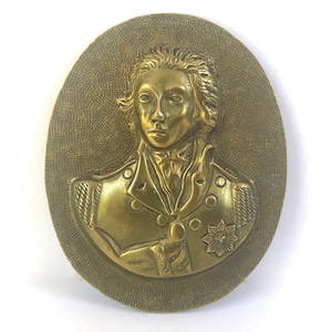Vintage Brass Beethoven ~ Ludwig van Beethoven Memorial Portrait ~ Paper weight or wall hanging~ Face wall art~ Rare piece, Solid brass