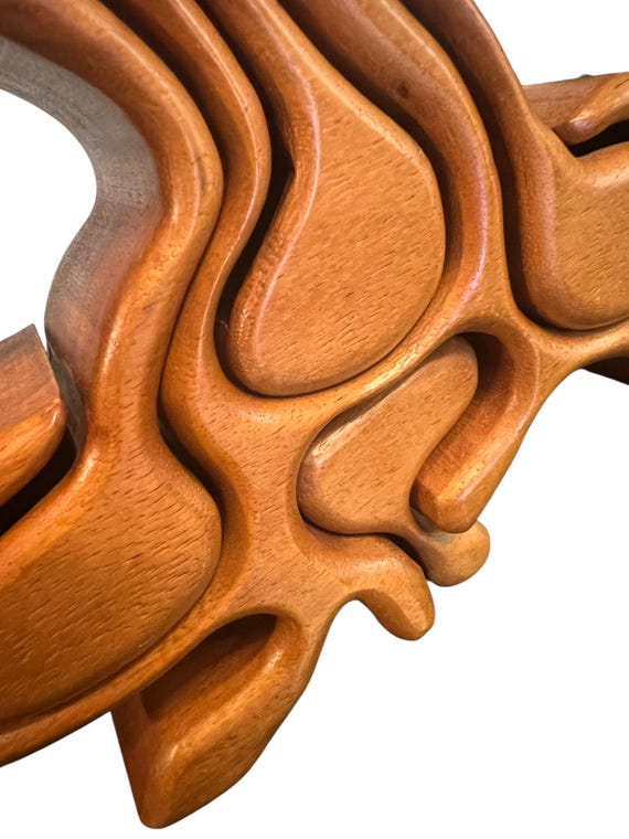 Vintage Richard Rothford Puzzle Box~ Artist Made Hand Carved Teak