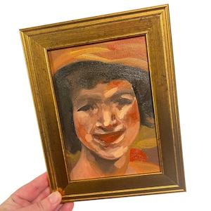 Original Petite Framed Portrait Painting ~ Beautiful Woman Portrait ~ Original oil painting ~Expressionist art piece~ Gold frame 5x7