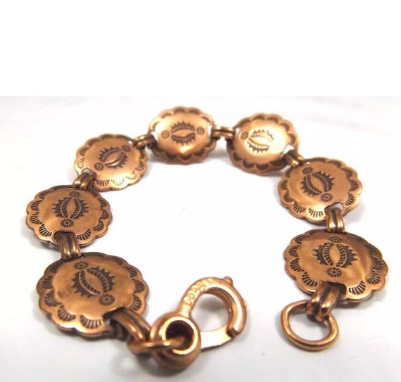 Vintage Southwestern Copper Link Bracelet~ Unique… - image 3