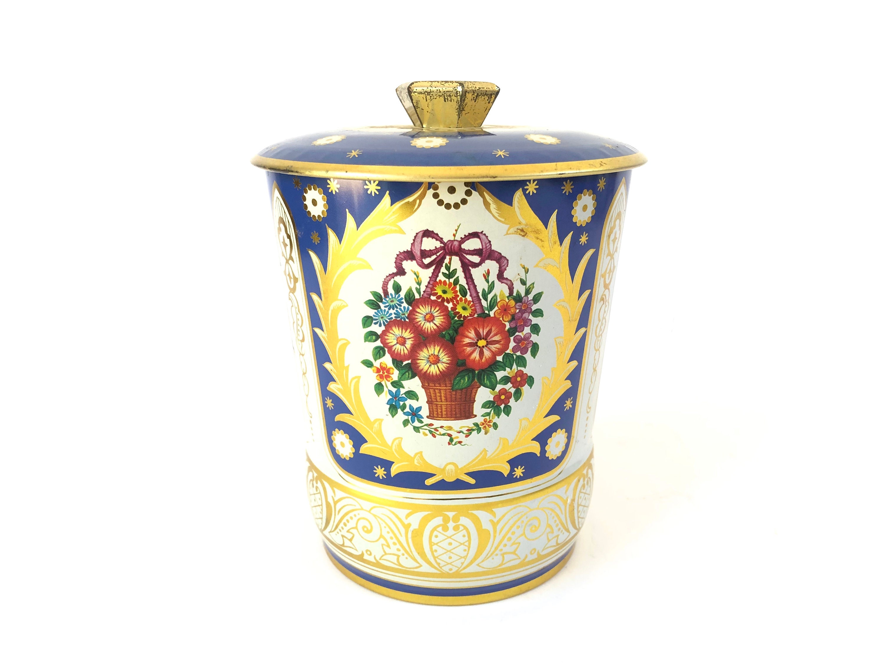 ヴィンテージ風花束柄ブリキ缶｜装飾収納容器 - Etsy 日本