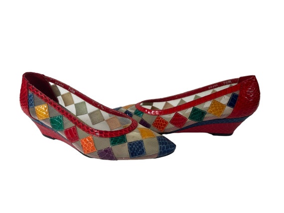 Vintage 1980's Rainbow Heels~ J. Renee Geometric … - image 3