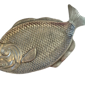 Vintage Aluminum Fish Platter~ Unique Nautical Ceramic Fish Shaped Platter Wall Hanging~ Serving Plate