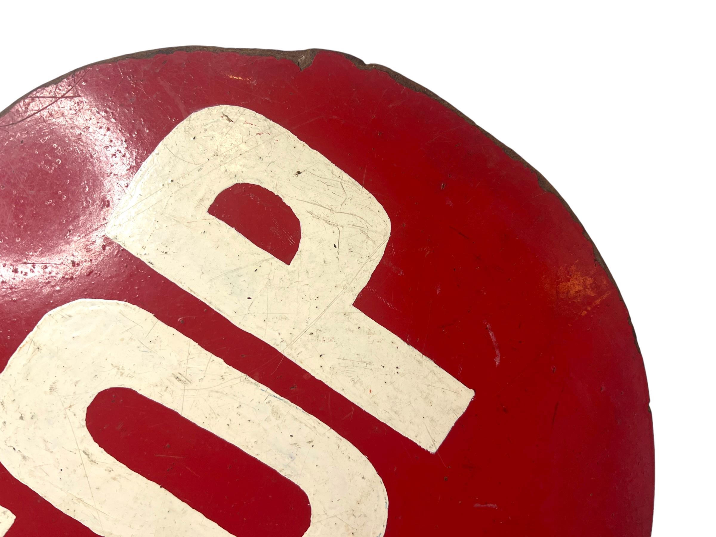 Vintage Hand Painted STOP Sign, School Crossing Guard Traffic