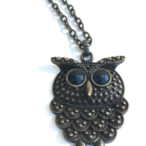 Vintage Boho Owl Necklace Pendant Boho statement necklace Unique statement piece image 2