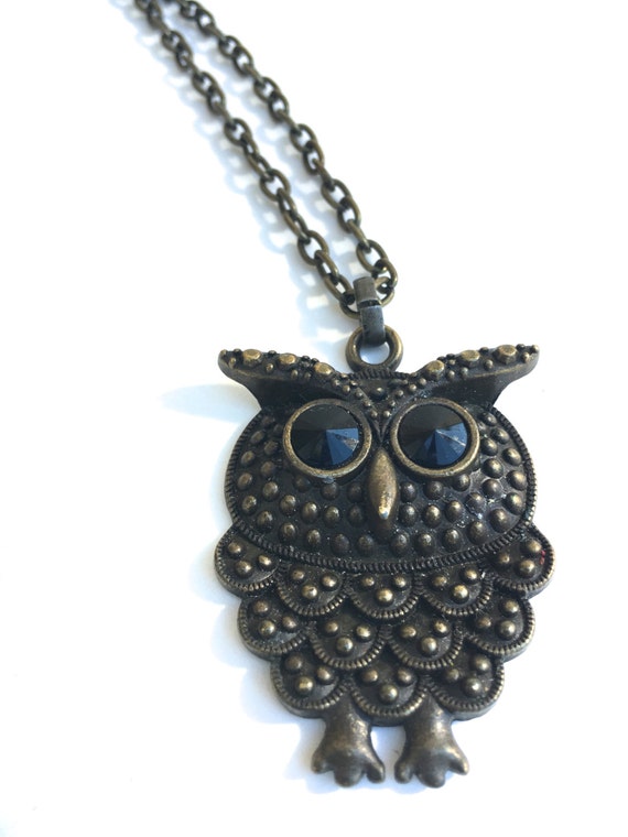Vintage Boho Owl Necklace Pendant ~Boho statement… - image 2