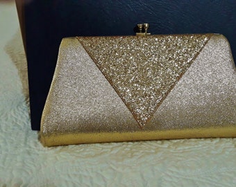 Vintage Clutch Hand Bag in Brilliant Textured Gold, 1960's