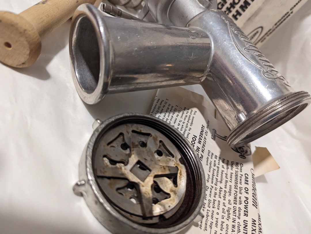 Vintage Sunbeam Mixmaster Meat Grinder Accessories Etsy