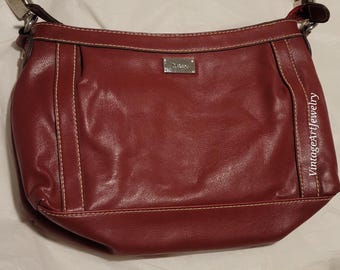 バッグ 2000s Real leather shoulder bag 1990's-00's Red Leather X White Stitching Shoulder Bag - Etsy