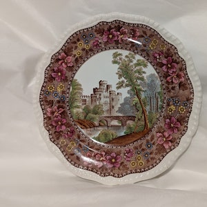 Antique Spode Delft Collectible Plate Warwick Castle 1900s
