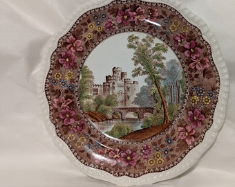 Antique Spode Delft Collectible Plate Warwick Castle 1900s