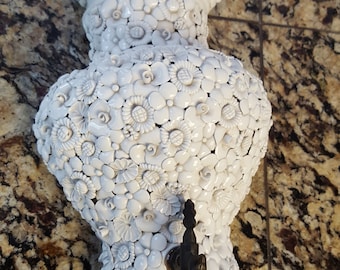 Antigo Antonio Zen Nove Itália Arte Grande Scone Decoração Aplique Flores um deste tipo