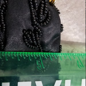 Small Clutch Cocktail Black Beaded With Glass Beads on Silk Fabric ...