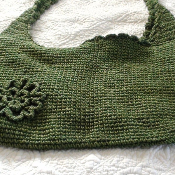 Vintage Hobo Shoulder Green Crotchet Bag Retired Claires from 1990s Excellent Condition  LARGE 17" x 12"  On SaLe Now