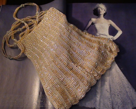 Victorian Look GREGORY Ladner Australia Vintage Crochet Handbag Beaded  Glass and Lucite With Silk Interior Bridal Purse Wedding Bridal - Etsy