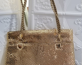 Vintage Bag CocktailL Shoulder GOLD MESH Aluminum Hollywood Design Excellent Condition Y and S
