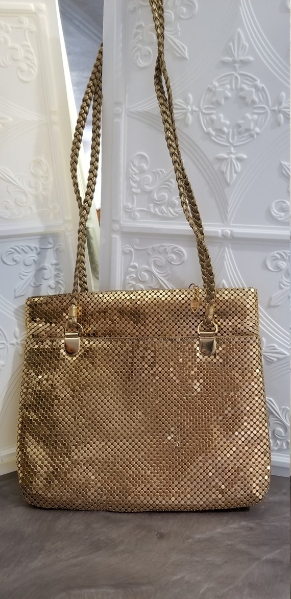 Vintage Bag CocktailL Shoulder GOLD MESH Aluminum 