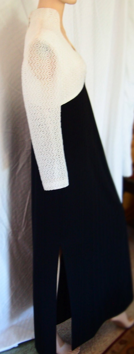 1960s 70s's Black and White Gown Evening Dress Lo… - image 4