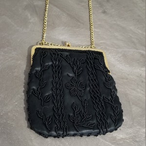 Small Clutch Cocktail Black Beaded With Glass Beads on Silk Fabric ...