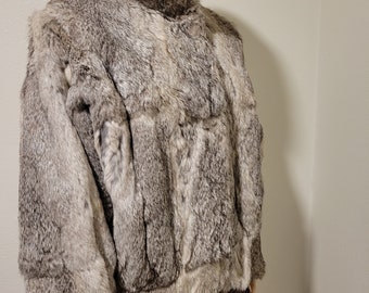 Antique Over coat Jacket Hipster Length Excellent condition Genuine Rabbit Fur Tailor made Exquisite Detail Size Medium to Large