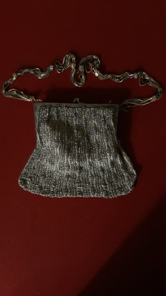Victorian Antique Steel Bead Cut Handbag Beaded w… - image 5