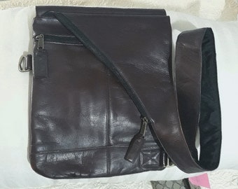 Ralph Lauren Polo Brown Leather Messenger Bag, Vintage 1980