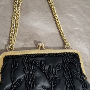 Small Clutch Cocktail Black Beaded With Glass Beads on Silk Fabric ...