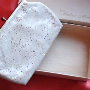 White Brocade Sparkle Clutch Unused for your Wedding Prom, or Mother of the Bride Original Box New Old stock