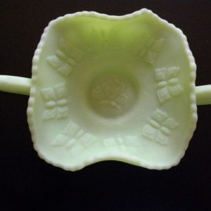Antique  Lemon Green by Fenton Lime Green  Butterfly Dish Candy Glass Jewelry Trinket bowl Vanity