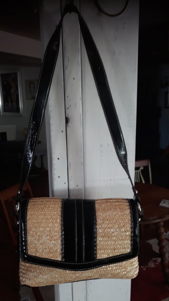 Retro Black  Bag  Large Shoulder bag 12" X 17" Ex… - image 7