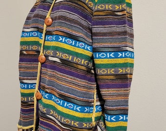 Vintage fantastic bohemian 90’s Flashback Brand Salish cotton handmade in India Aztec SouthWest Design Boho With embellishments Sz Large