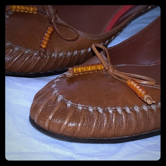 Vintage 1990s ITALIAN Shoes Antonio Melani Brown Leather Size 7M