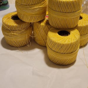 Yellow Crochet Yarn Bundle Cotton yarn Hand knitting Lot Genuine Vintage