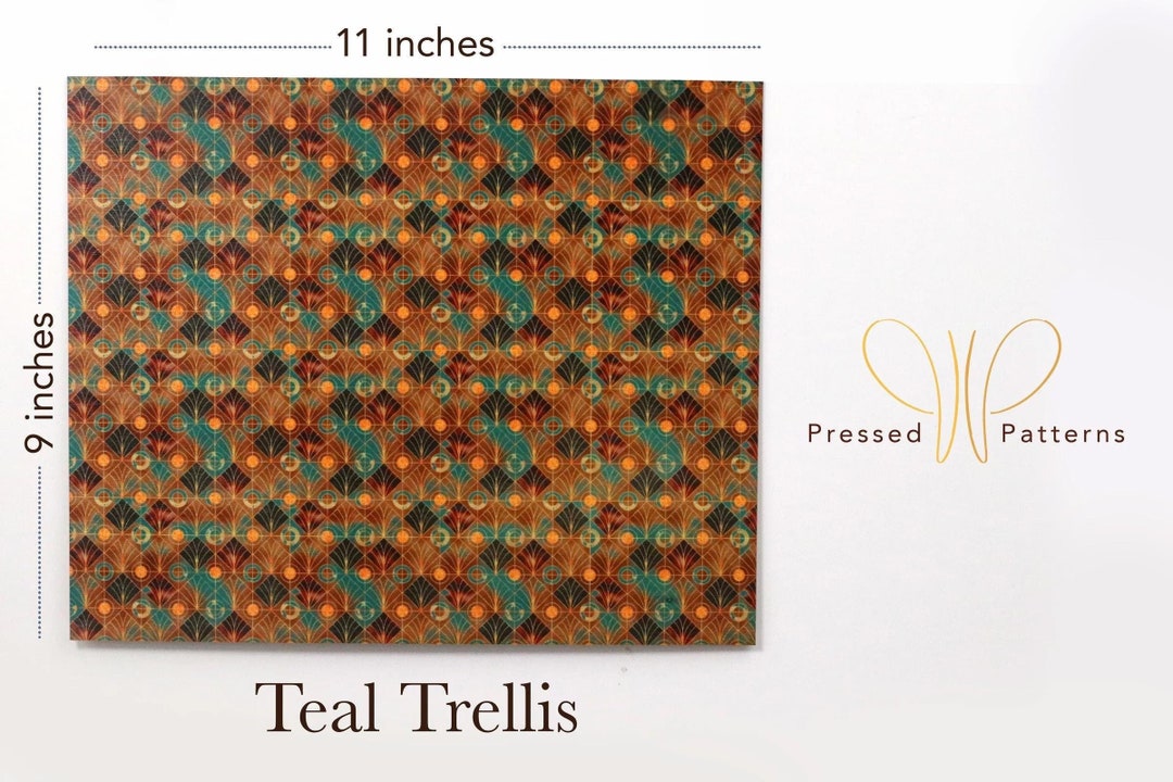 Pressed Patterns-teal Trellis, Double-sided, 1.5mm 11x9 Inches,basswood ...