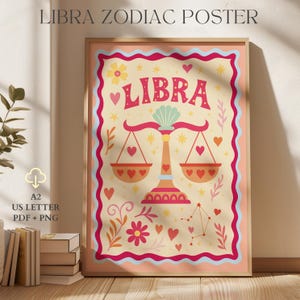 Vågen Zodiac Poster – Boho Astrologi Väggkonst | Estetisk Vågen-tryck för spirituell dekoration