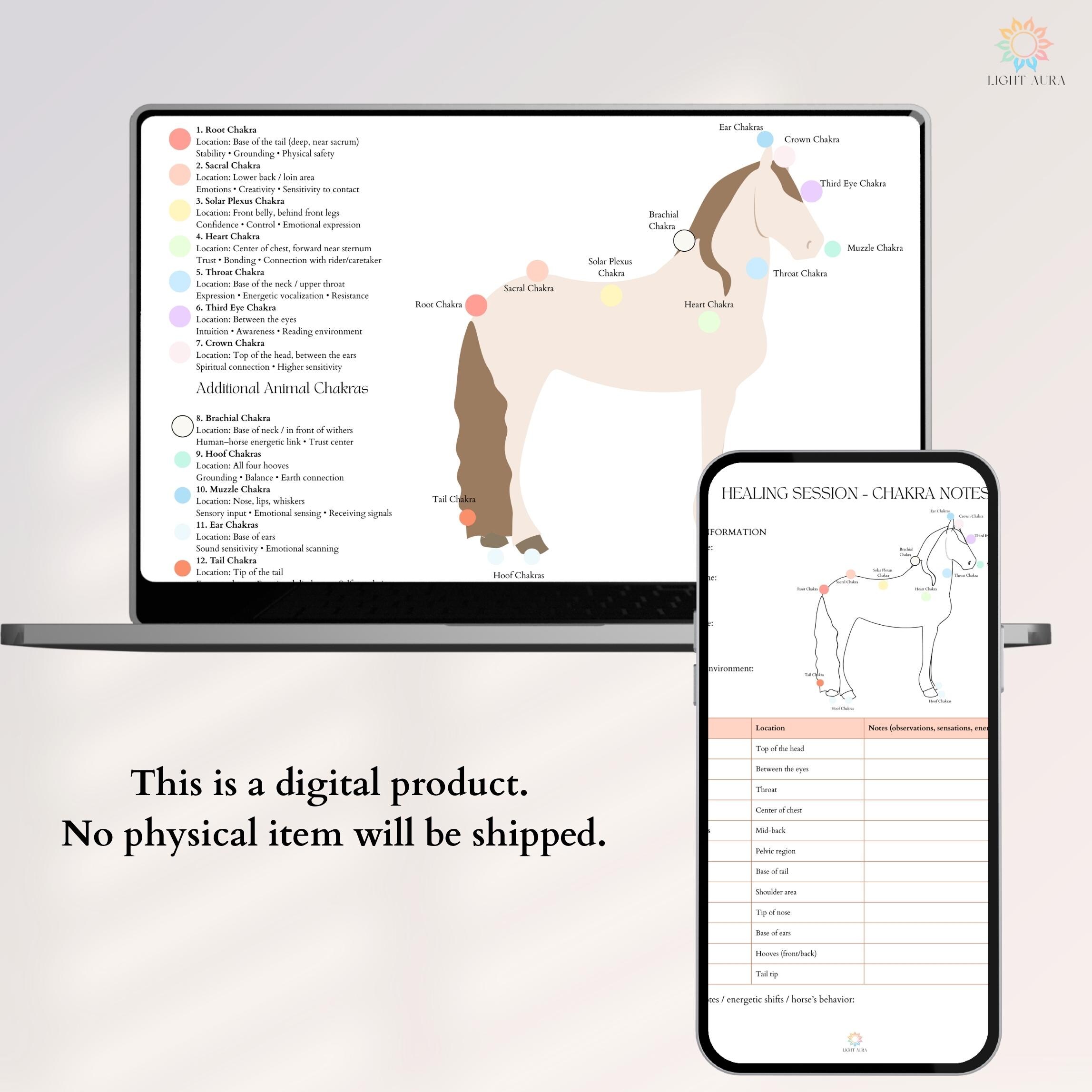 Horse Reiki Session Notes – Printable Equine Chakra Worksheet | Animal ...