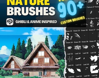 Ghibli Anime Nature Brushes for Clip Studio Paint (90+ .sut files)