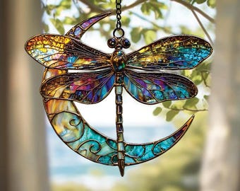 Colorful Dragonfly Suncatcher Ornament, Hanging Window Decor, Perfect Nature Lover or Memorial Gift for Home Decoration