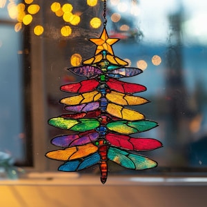Dragonfly Suncatcher Hanging Sign, Window Hanging Ornament, Nature Lover Christmas Gift, Unique Dragonfly Home Decor