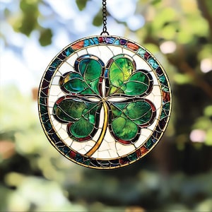 Irish Shamrock Suncatcher, Acrylic Clover Window Hanging, Perfect St. Patrick’s Day Ornament or Housewarming Gift