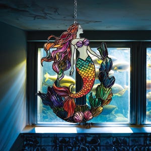 Enchanted Mermaid Acrylic Suncatcher – Under the Sea Window Hanging