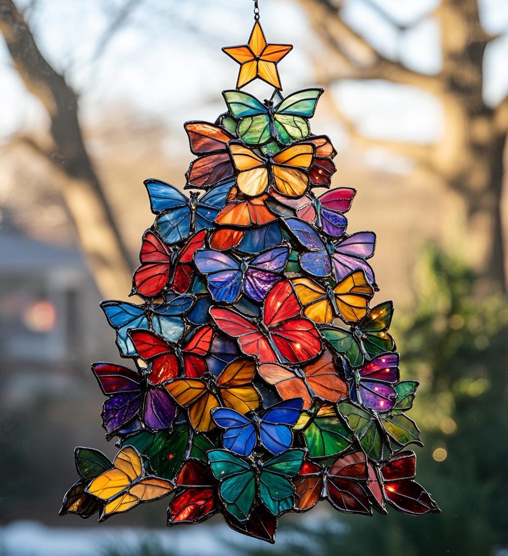 Colorful Butterfly Christmas Ornament, Acrylic Butterfly Suncatcher 2024, Perfect Butterfly Lover Gift, Butterfly Christmas Tree Decoration