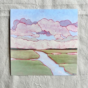 Original Oil Painting Print  - Fun, Colorful Marsh Scene