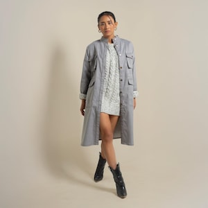 ONSKA ASH GREY Utility Midi Denim Dress