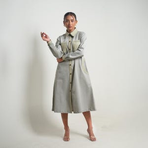 ONSKA zweifarbiges Jeans-Hemdkleid