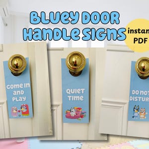 Placas de porta azuis para quarto de crianças, sala de jogos, sala de aula, creche | Não perturbe | Hora do silêncio | Pronto para brincar PDF instantâneo (A4, Carta)