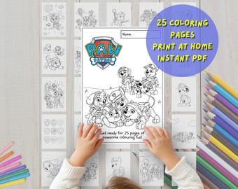 Paw Patrol Coloring Book | 25-page Printable Pages Activity Pack (A4/A5/Letter) (PDF Download)