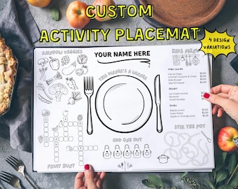 Mantel individual personalizable para actividades infantiles / Diversión en restaurantes imprimible (descarga digital)