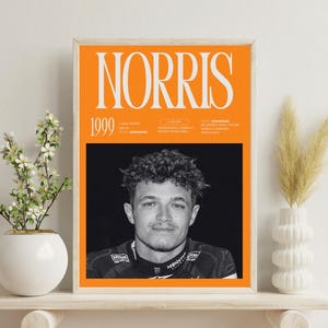Lando Norris McLaren F1 Digital Print Poster | Orange Aesthetic Wall Art | Formula One Racing Decor, formula one, lando poster, norris
